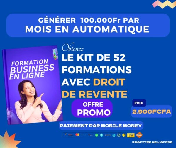 PACKS DE 52 FORMATIONS AVEC DROIT DE REVENTE